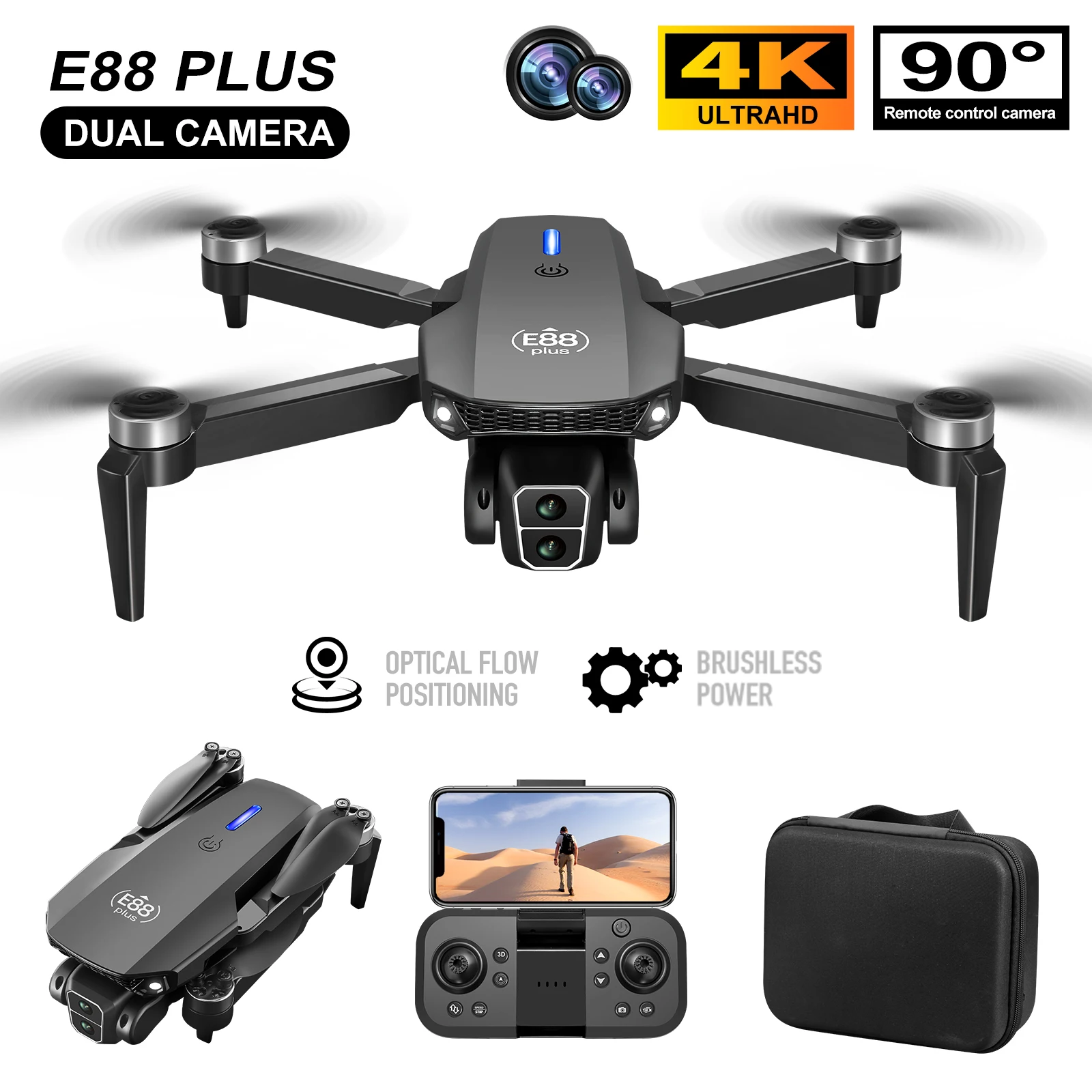 Nouveau drone quadrirotor E88  - Drone Camera Hd avis et prix